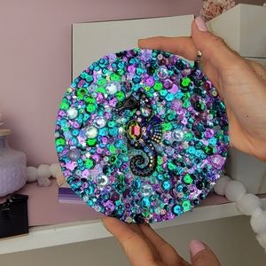 Seahorse Sequin Round Wooden Wall Decor-Handmade